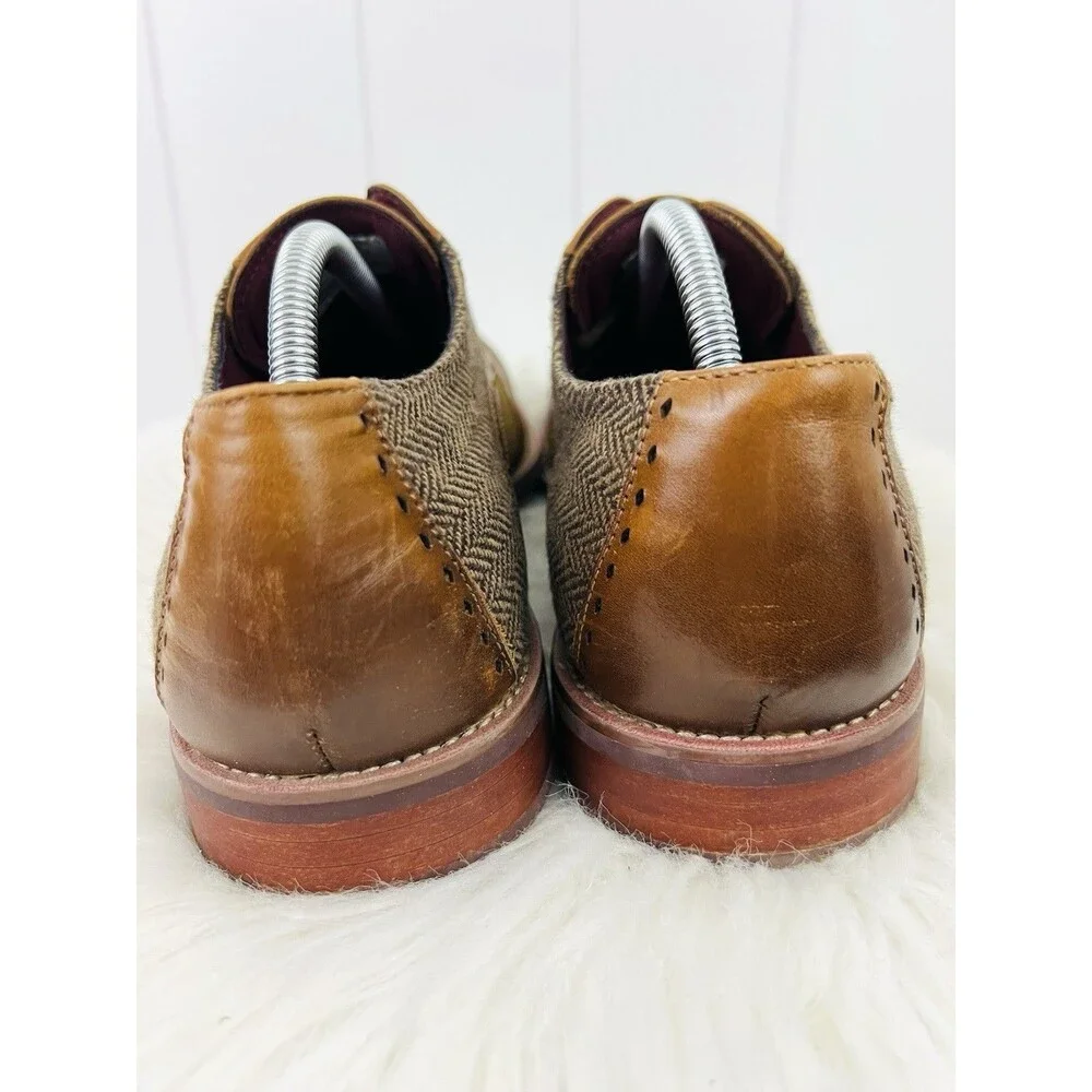 Giovanni Sinclair Lakewood Brown Leather Tweed Cap Toe Oxford Dress Shoes Sz 11